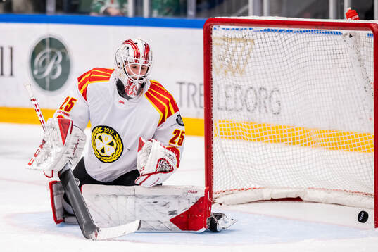 Brynäs målvakt Oliver Håkansson deppar