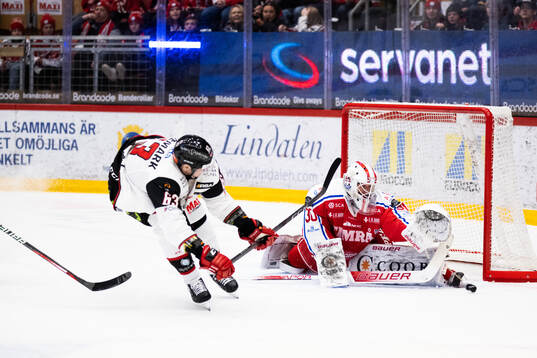 Malmö Redhawks Fredrik Händemark och Timrås målvakt