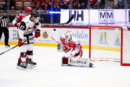 Malmö Redhawks Ponthus Westerholm och Timrås målvakt