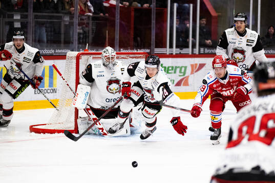 Malmö Redhawks Carl-Johan Lerby och Timrås Erik Andersson