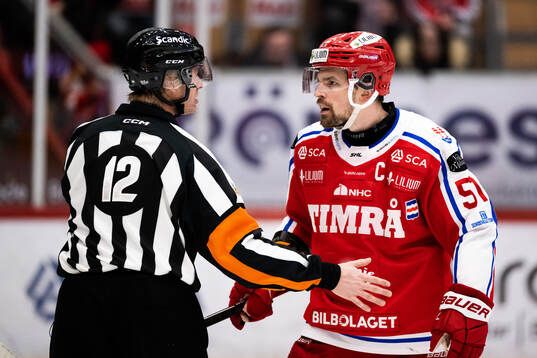 Domare Mikael Andersson och Timrås Anton Lander