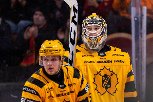 Skellefteås Måns Forsfjäll och målvakt Linus