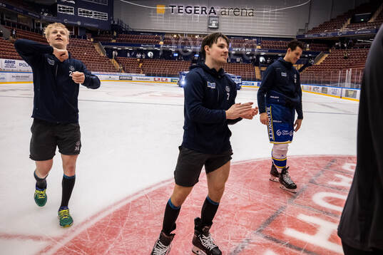 Leksands Emil Heineman och Marcus Karlberg  jublar