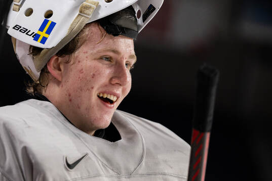 Goaltender Marcus Brännman of Sweden
