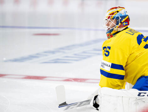 Goaltender Carl Lindbom of Sweden