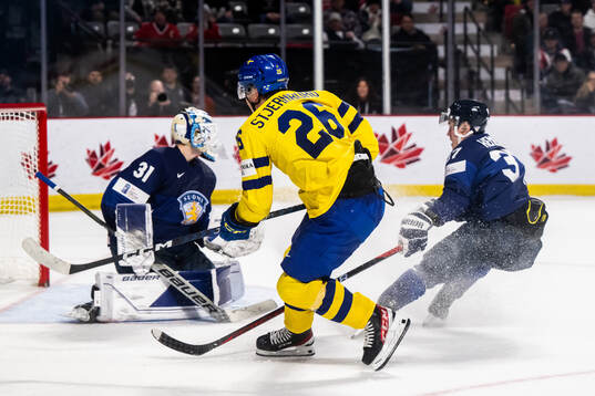Victor Stjernborg of Sweden scores the 2-3 goal against