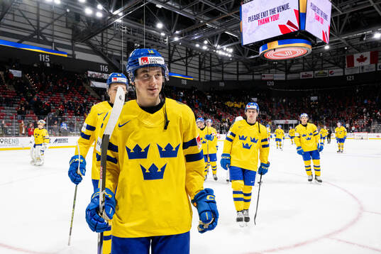 Noah Östlund  of Sweden celebrates