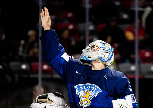 Goaltender Jani Lampinen of Finland