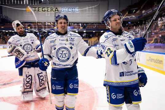 Leksands Patrik Noren och Tobias Ekberg jubel