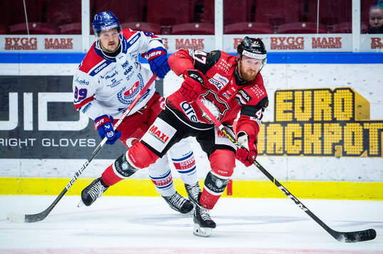 Oskarshamns Patrik Karlkvist och Malmö Redhawks Joakim Ryan