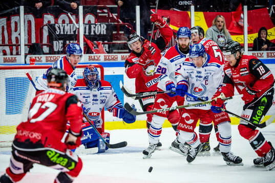 Malmö Redhawks Carl Söderberg, Emil Sylvegård och Marcus