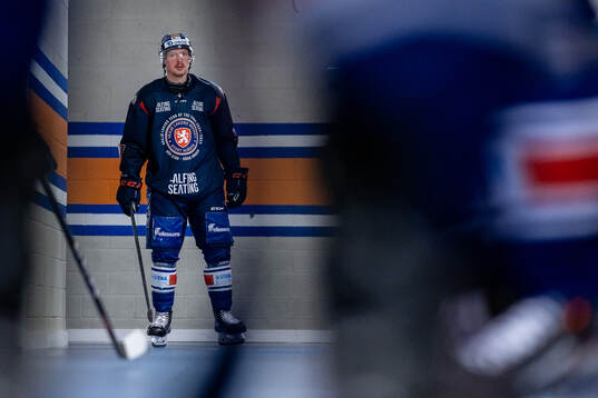Växjös Martin Lundberg före ishockeymatchen i SHL mellan