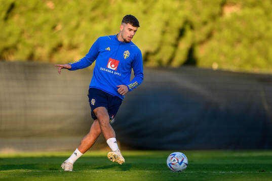 Edvin Kurtulus of the Swedish national football team at a