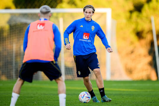 Johan Bångsbo of the Swedish national football team at a
