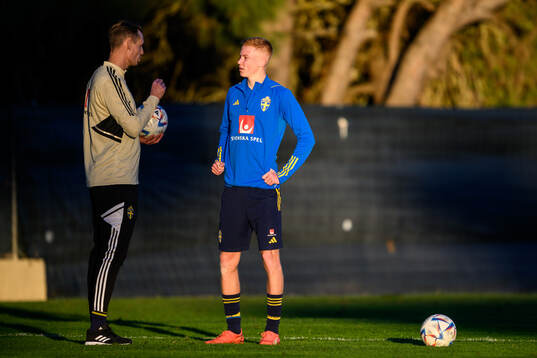 Hugo Larsson of the Swedish national football team at a