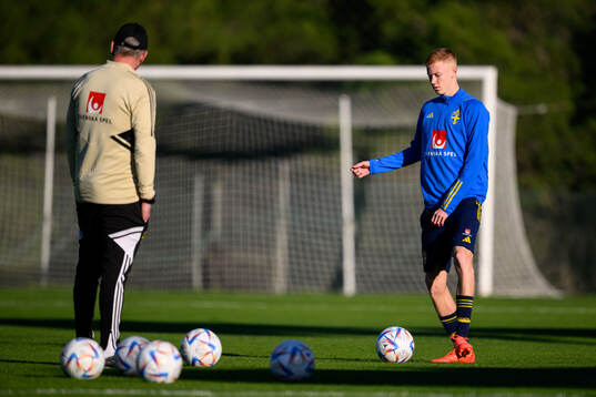 Hugo Larsson of the Swedish national football team at a