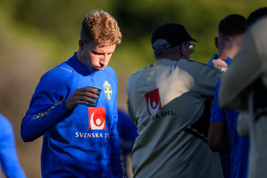 Samuel Gustafson of the Swedish national football team at a