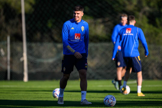 Edvin Kurtulus of the Swedish national football team at a