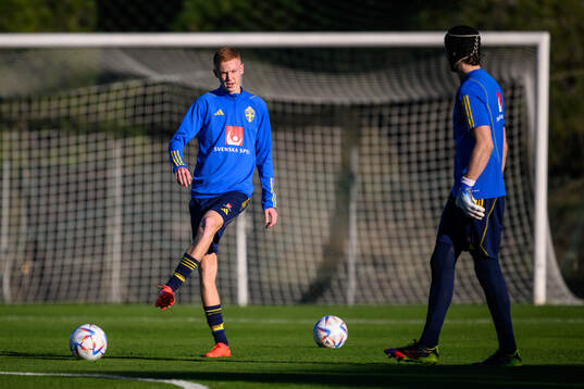 Hugo Larsson of the Swedish national football team at a