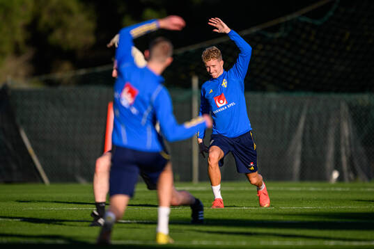Samuel Gustafson of the Swedish national football team at a