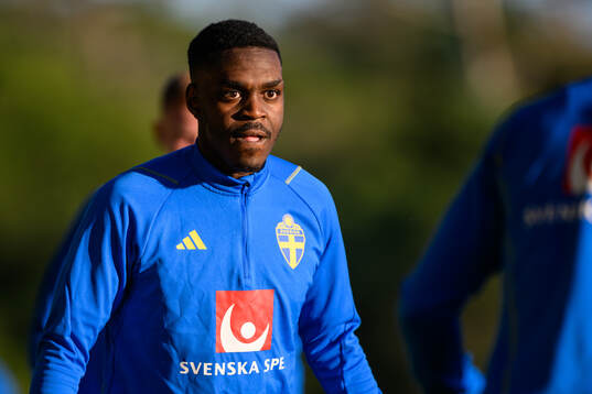 Joel Asoro of the Swedish national football team at a