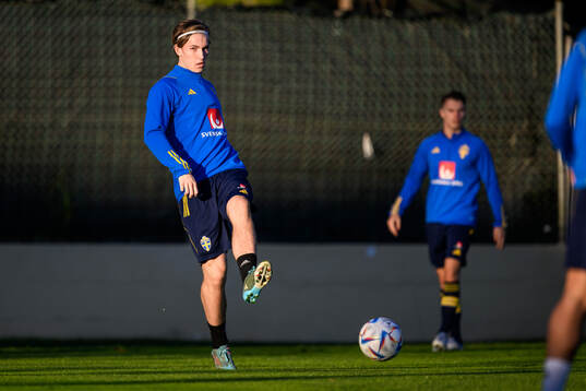 Johan Bångsbo of the Swedish national football team at a