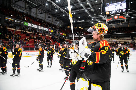 Brynäs målvakt Anders Lindbäck jublar