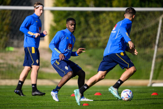 Joel Asoro of the Swedish men's football national team at a