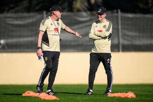 head coach Janne Andersson and scout Lasse Jacobsson of the