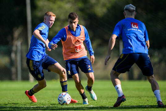 Hugo Larsson, Yasin Ayari and Jacob Ondrejka of the Swedish