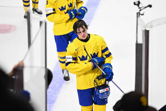 Axel Sandin-Pellikka of Sweden looks dejected
