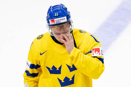 Fabian Lysell of Sweden looks dejected