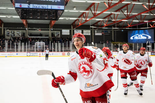 Trojas/Ljungbys Emil Ekholm jublar