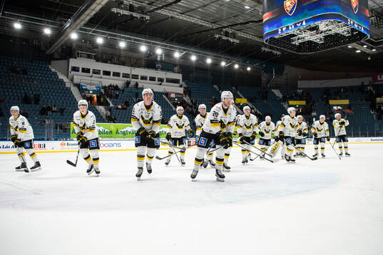 Västerås Lukas Zetterberg jublar med lagkamrater