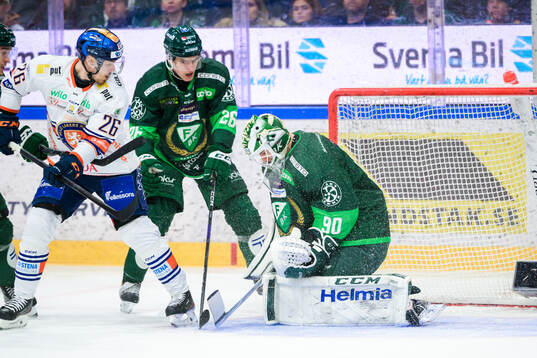 Växjös Joel Kellman och Färjestads Joel Nyström och