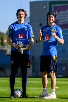 goalkeeper Jacob Widell Zetterström and Hjalmar Ekdal of
