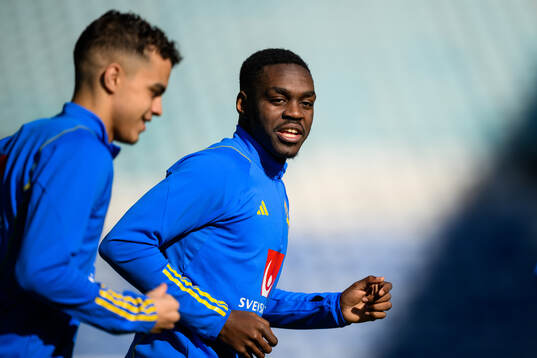Yasin Ayari and Joel Asoro of the Swedish men's football