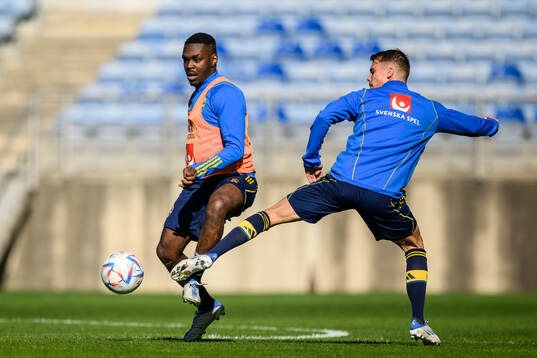 Joel Asoro and Elias Andersson of the Swedish men's