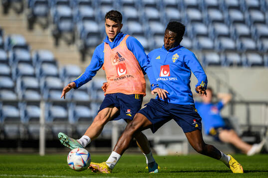 Yasin Ayari and Josafat Mendes of the Swedish men's