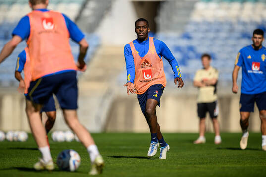 Joel Asoro of the Swedish men's football national team at a