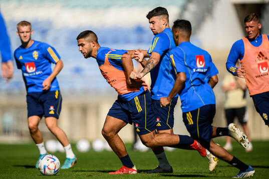 Omar Faraj and Edvin Kurtulus of the Swedish men's football