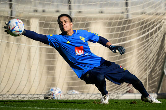goalkeeper Oliver Dovin of the Swedish men's football