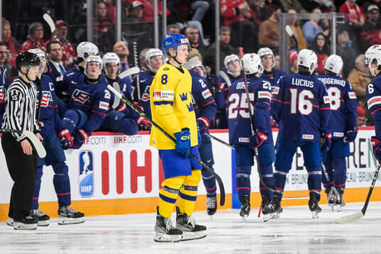 Adam Engström of Sweden looks dejected