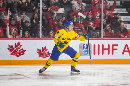 Noah Östlund of Sweden celebrates