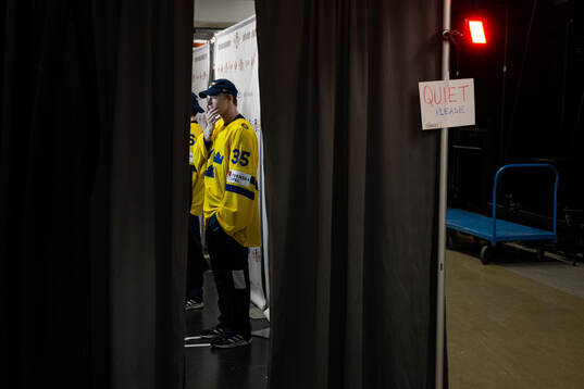 Goaltender Carl Lindbom of Sweden