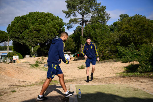 Omar Faraj and Armin Gigovic of the Swedish men's football