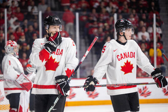 Nathan Gaucher and Brandt Clarke of Canada