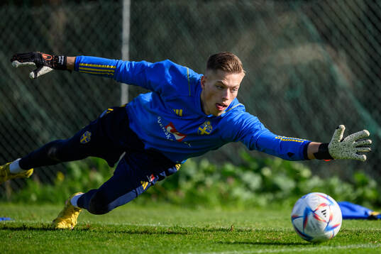 goalkeeper Leopold Wahlstedt of the Swedish men's football