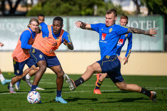 Joel Asoro and Victor Eriksson of the Swedish men's