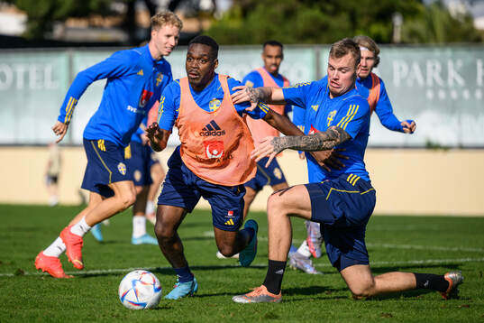 Joel Asoro and Victor Eriksson of the Swedish men's